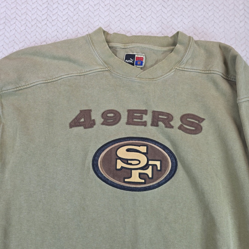 Vintage Puma NFL San Francisco 49ers Sweatshirt XL Olive Green Embroidered 90s